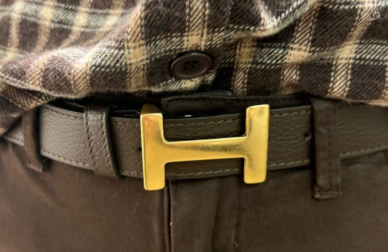 Chocobruine lederen riem