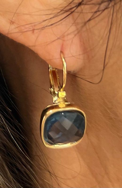 Oorbellen met steen in het marineblauw