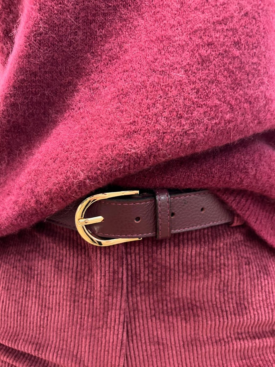 Lederen riem in aubergine