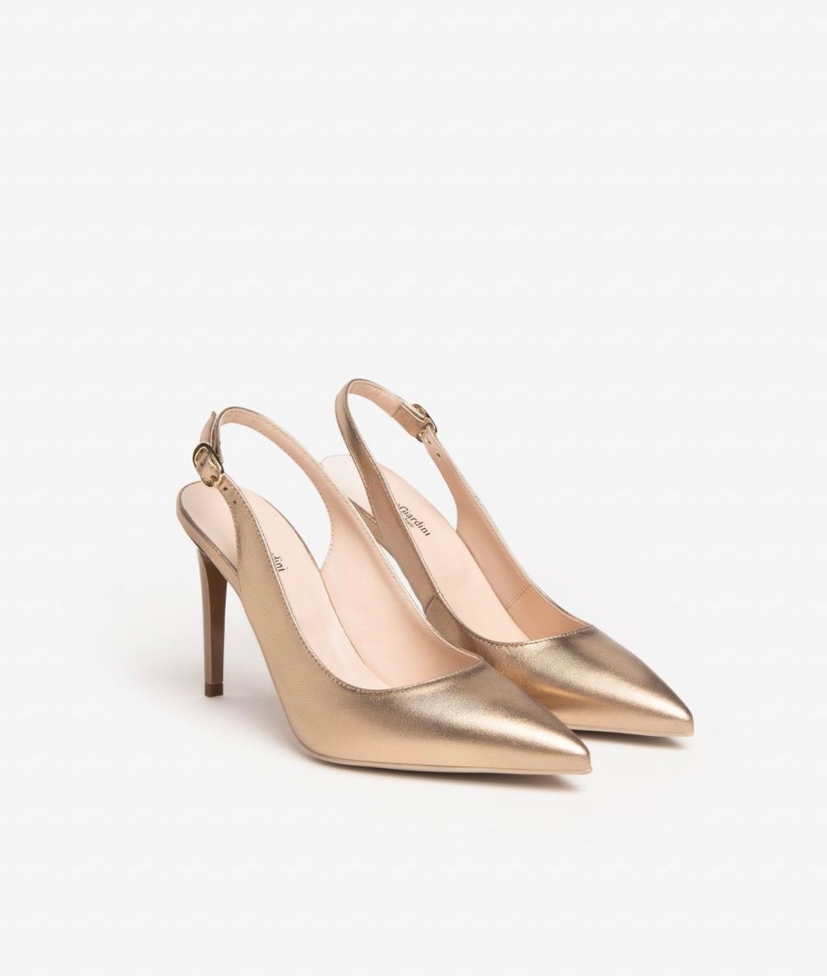 Goudkleurige lederen pumps