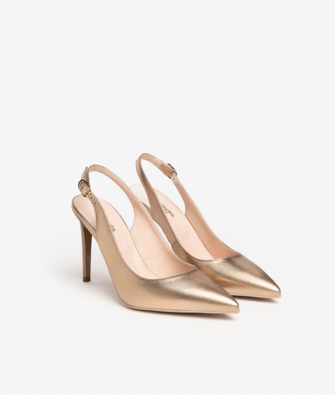 Goudkleurige lederen pumps