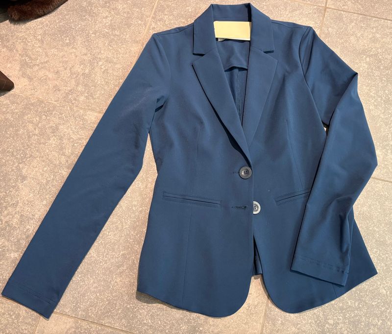 Blazer in travelstof in het petrolblauw