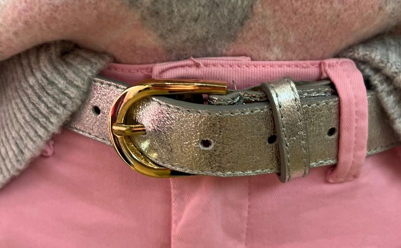 Lederen riem in het zilver