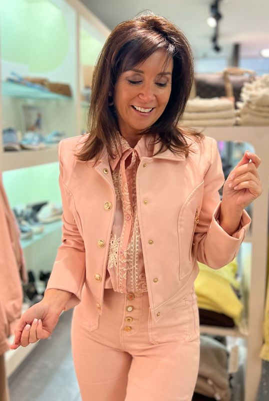 Lederlook jasje in het oud-roze