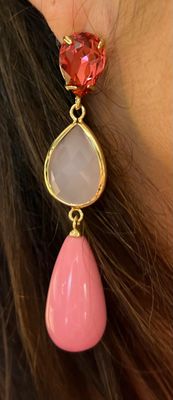 Oorbellen met steen in het roze