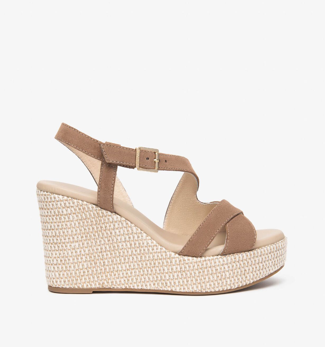 Sandalen met sleehak met cognac van Nero Giardini