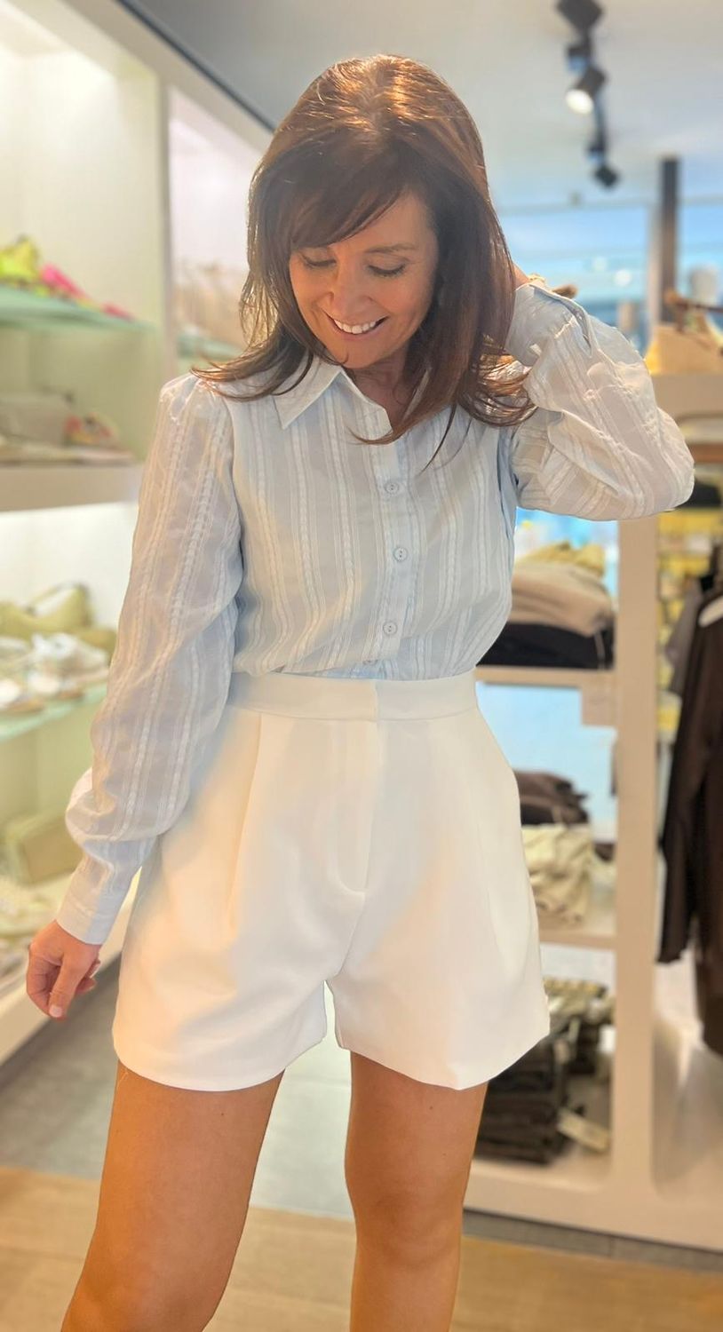Jumpsuit met lichtblauw en wit