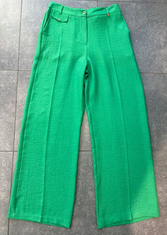 Groene geklede broek wide-leg