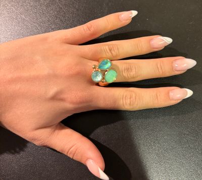 Ring op een rekker in het muntgroen