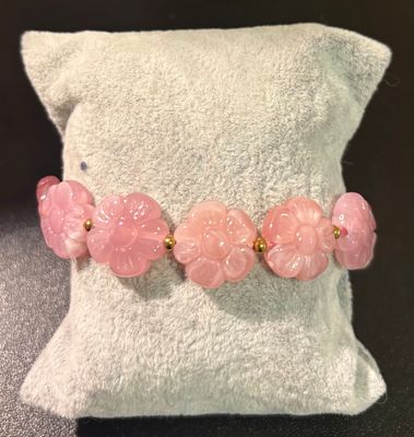 Armband in het roze met bloemetjes