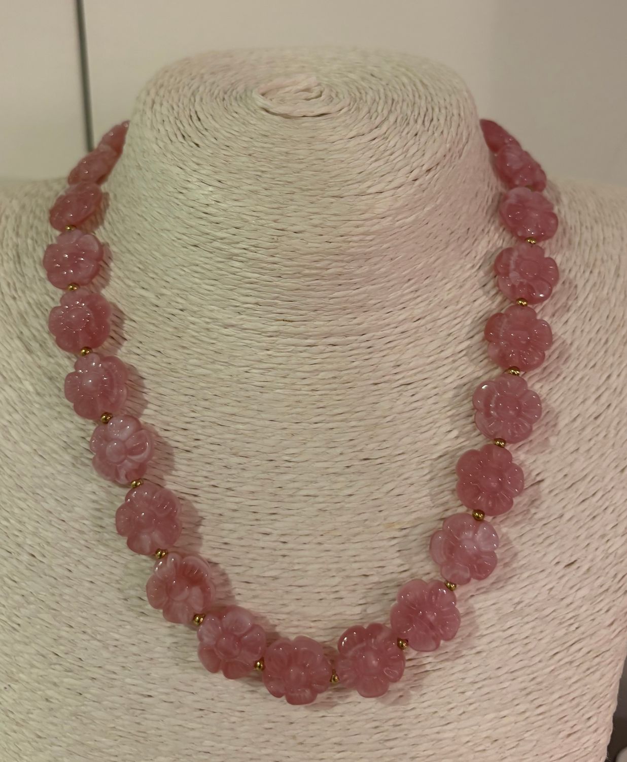 Ketting in het roze met bloemetjes