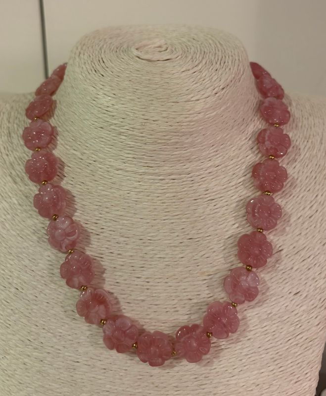 Ketting in het roze met bloemetjes