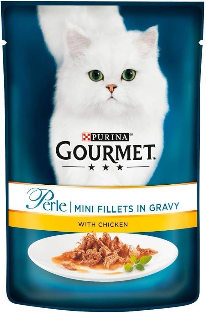 Gourmet Perle Wet Cat Food Mini Fillets with chicken 2 For £1 01/25