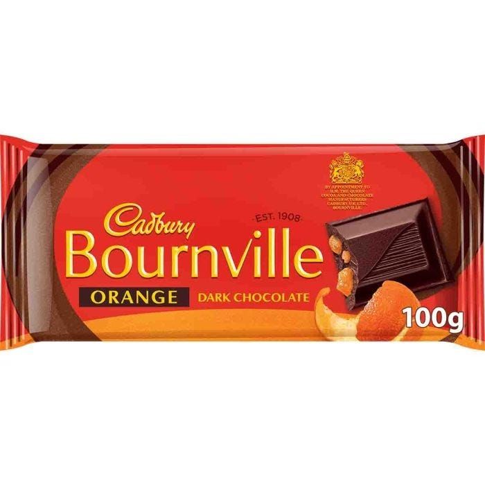 Cadbury Bournville orange dark chocolate 07/25