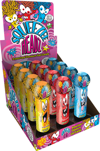 Castle Crew Squeezy Gel Candy Headz 30G X 12