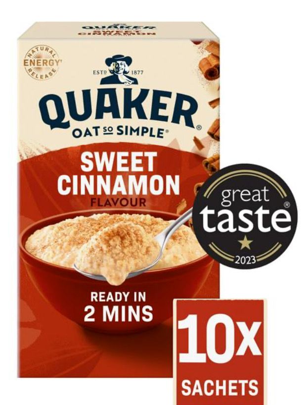 Quaker Sweet Cinnamon 10 Sachets BBE 11/25
