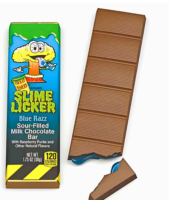 2 For £1.50 Slime Licker Blue Razz Chocolate Bar BBE 06/25 2 For £1.50 Slime Licker Blue Razz Chocolate Bar BBE 06/25