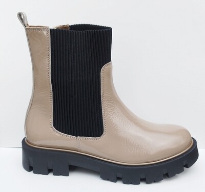 LeOPH kort botje beige Lakleer