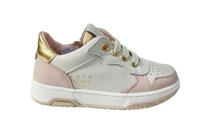 LeOPH wit/beige lage sneaker met roze