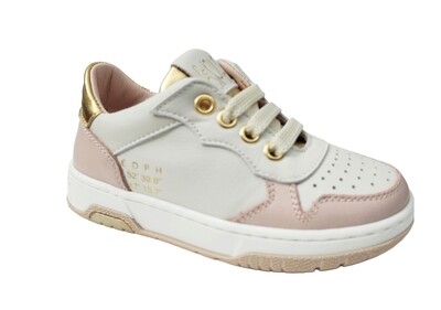 LeOPH wit/beige lage sneaker met roze