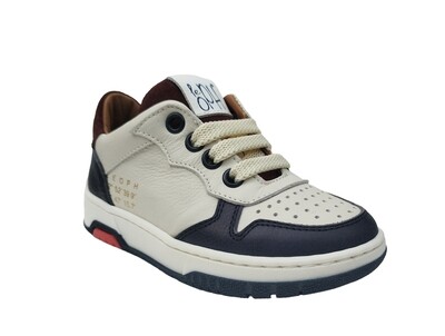 LeOPH wit/beige lage sneaker met blauw en bordeaux