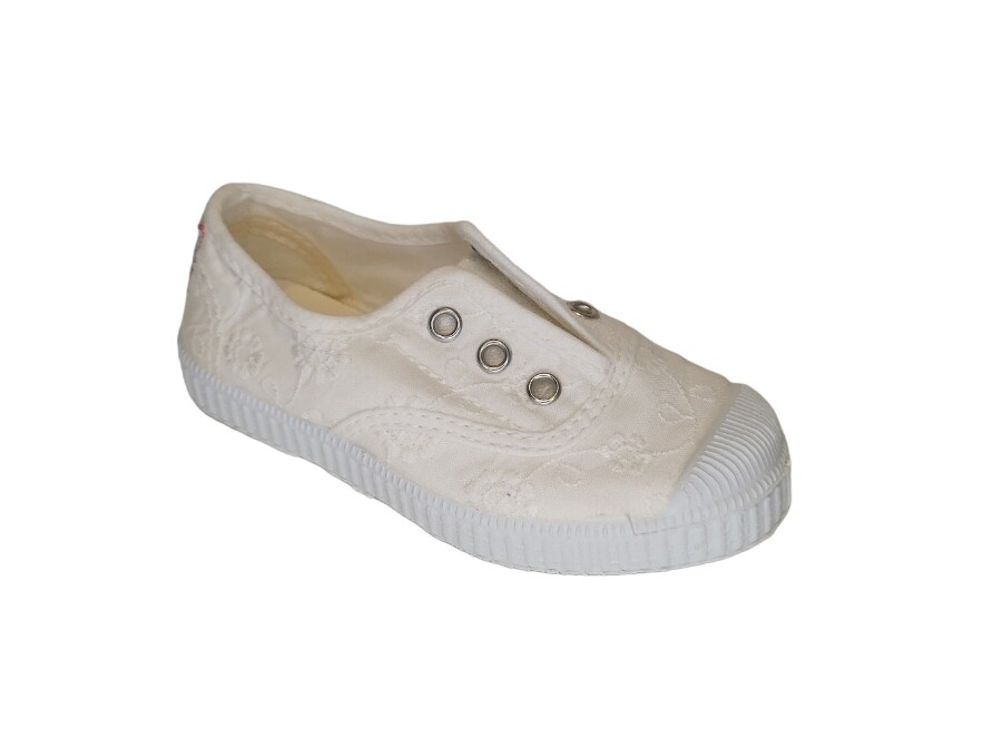 Cienta &#39;snoepsneaker&#39; wit bloemen kant