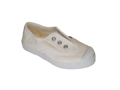 Cienta &#39;snoepsneaker&#39; wit bloemen kant