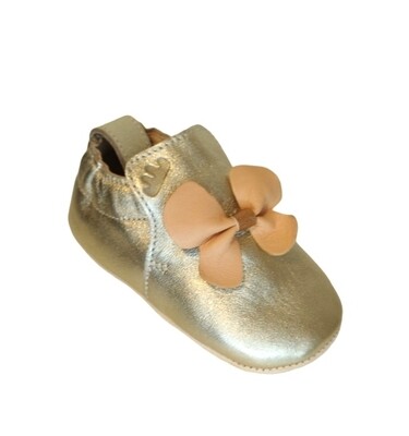 Easy peasy pre-stapper/pantoffel goud met strik