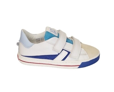 LeOPH lage witte sneaker met blauw
