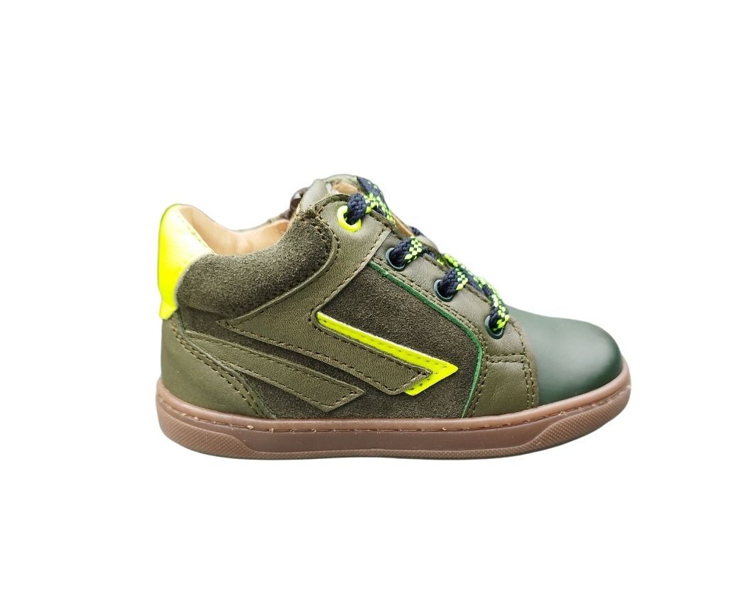 Acebos sneaker kaki met fluo detail
