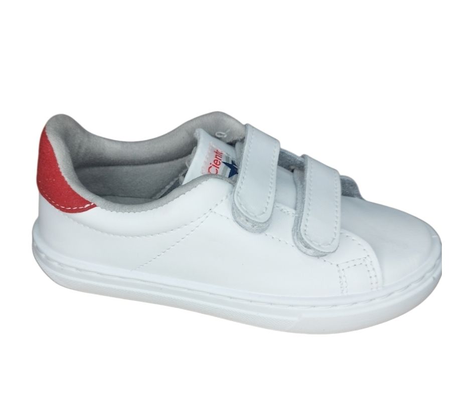 Cienta sneaker wit Velcro  rood accent