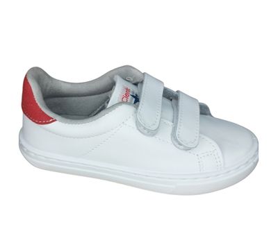 Cienta sneaker wit Velcro  rood accent