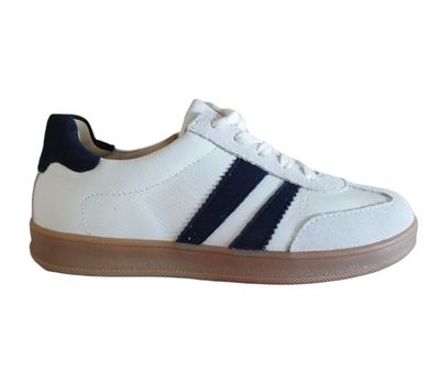 sneaker wit met blauwe strepen