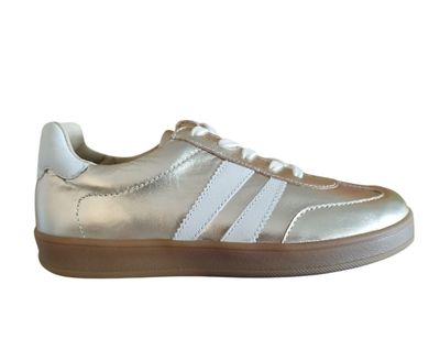 Sneaker goud met witte strepen