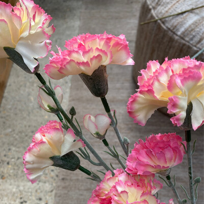 Carnation spray x 3 71cm YELLOW PINK
