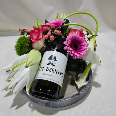 Bloemstuk Fles op plateau