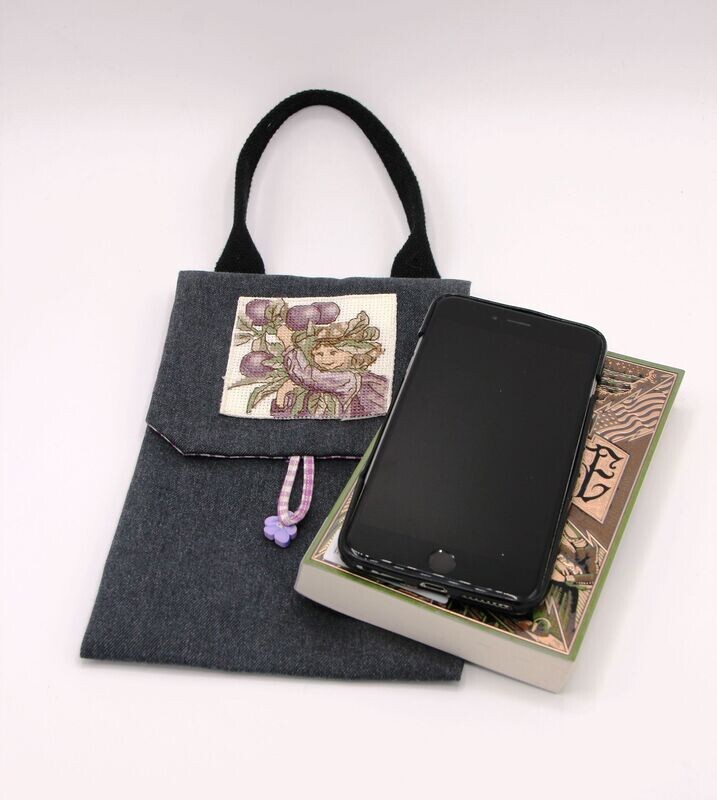 Pochette à rabat avec poignée ornée de broderie "Elfe" et bouton fleur