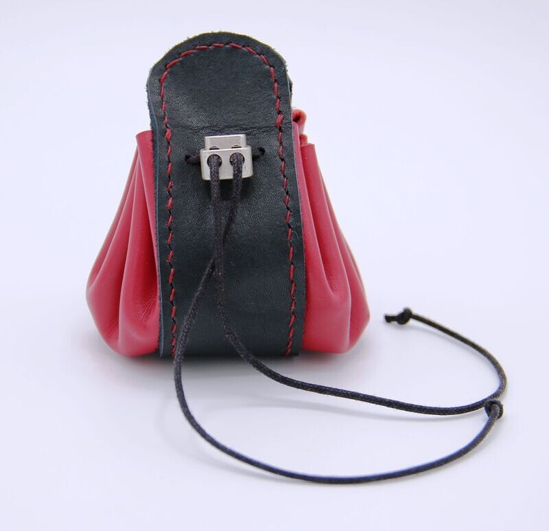 Bourse ronde en cuir rouge