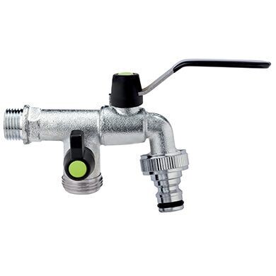 Colortap buitenkraan met dubbele uitloop 1/2&quot; x 3/4&quot;