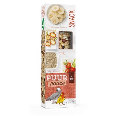 Puur pauze sticks papegaai banaan &amp; rozenbot 2 stuks