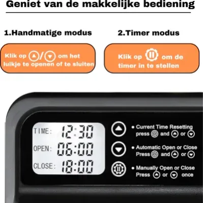 Chickenguard Metalen Kippenluik Automatische deur op batterijen met Timer