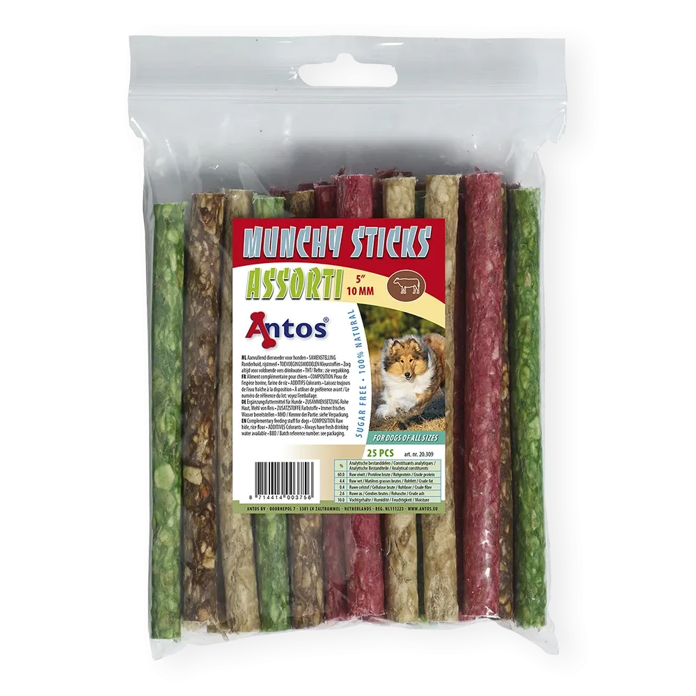 Munchy Sticks 5&quot; 10 mm Assorti 25 stuks