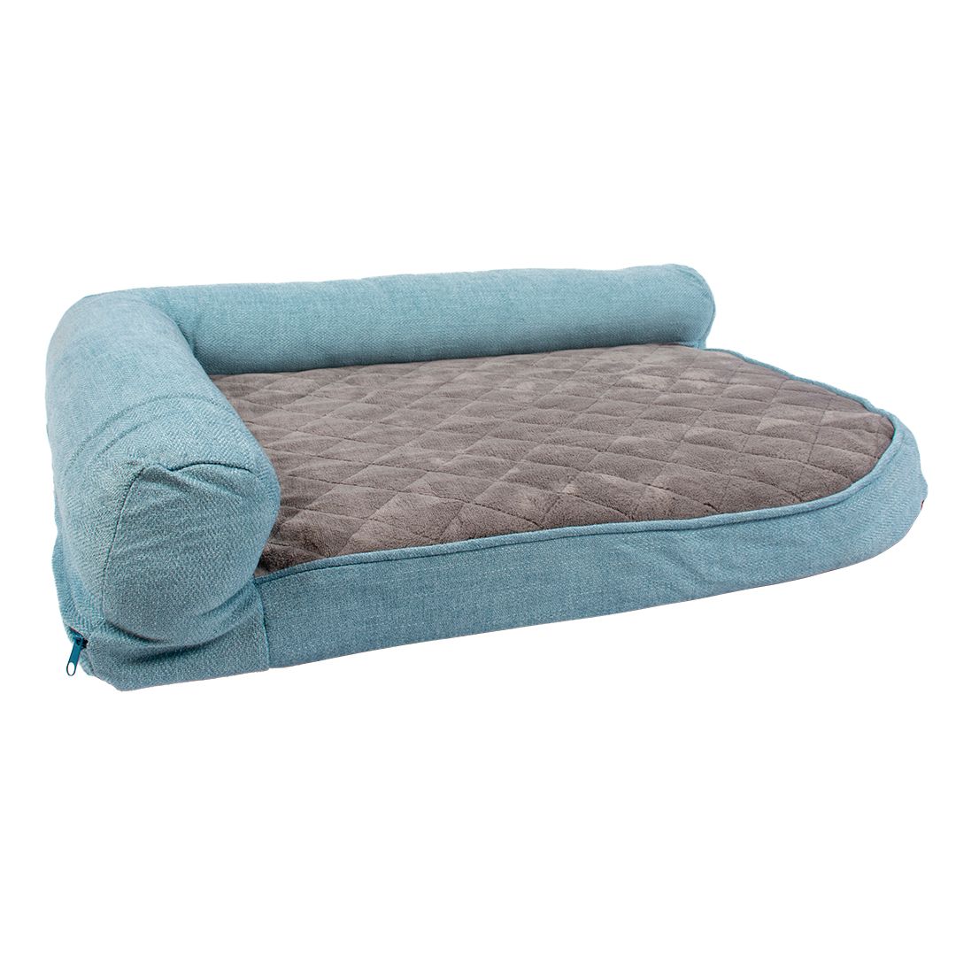 Foam bed Tweed Sky Blauw/zwart