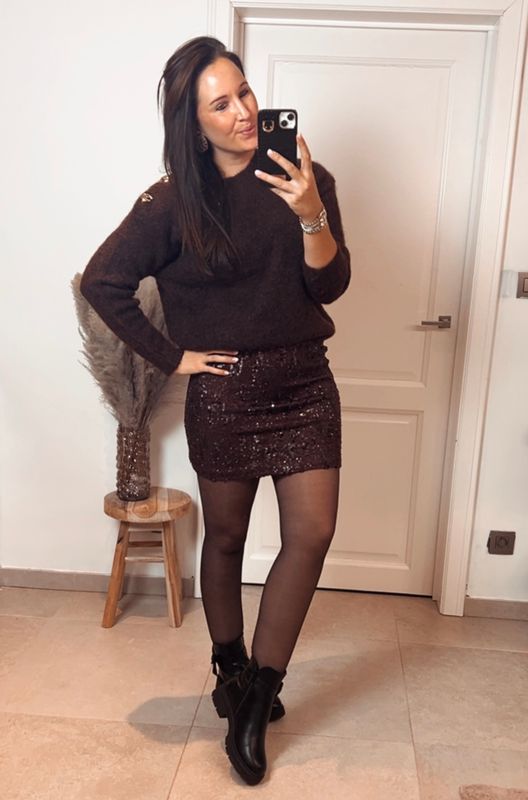 paillette rok bordeaux