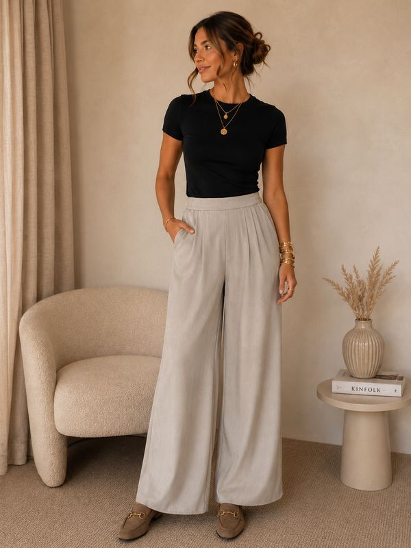 ✨ Beige Flowy Wide Leg Pants ✨