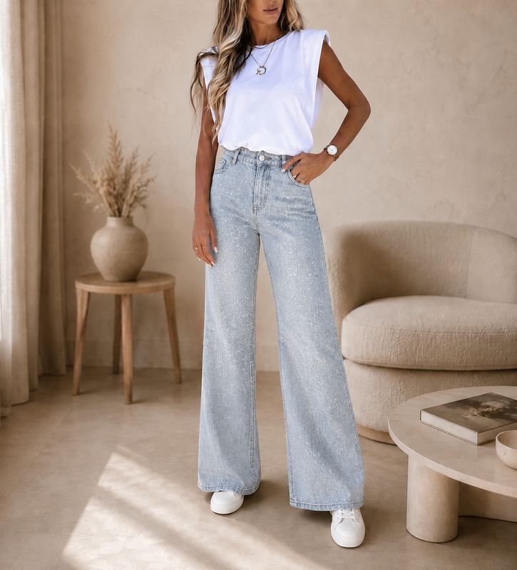 Diamond Glow Wide Leg Jeans ✨👖