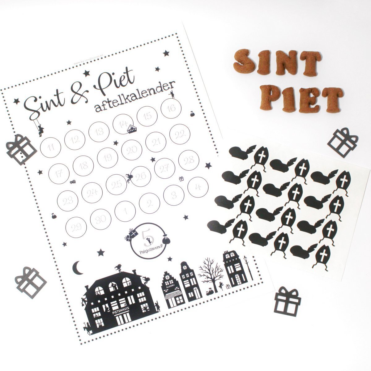 Sint & Piet aftelkalender met stickers