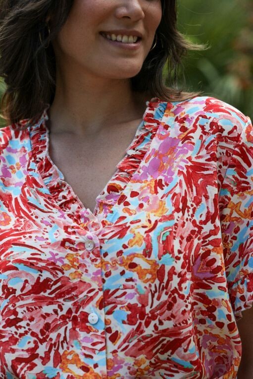 Blouse met aquarelprint