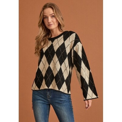 Etara GRS Checkered Knit Pullover