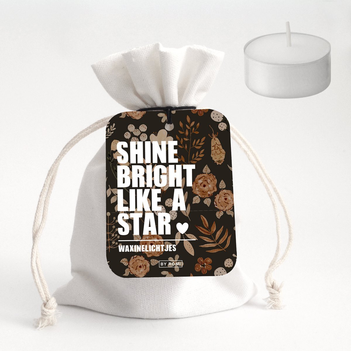 Waxinelichtjes in zakje / Shine bright like a star